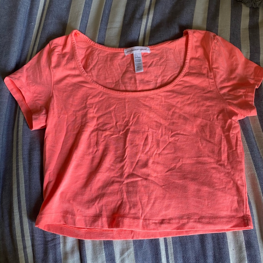 Neon pink stretchy crop top L - Super cute!